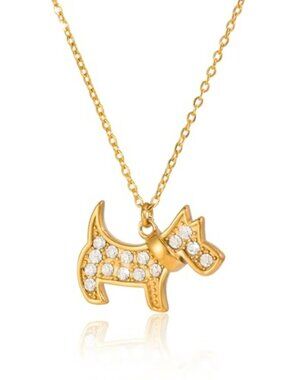 New - Dog and Cat Necklace for Women 14K Gold Plated Trendy Dog Pendant
